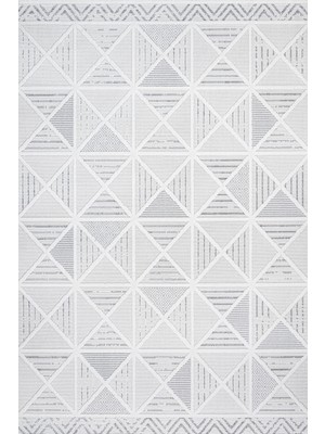 Hali.Net 140x200 cm Krem Beyaz Üçgenler Modern Geometrik Yıkanabilir Halı | Salon Yatak Odası Halısı | Leke Tutmaz Hipoalerjenik | CREA_LİZA-18557