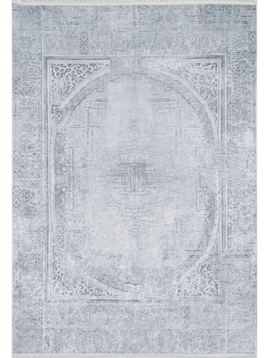 Mervdest Mavi Göbekli Etnik Modern Desenli Makinada Yıkanabilir Hav Toz Vermez Leke Tutmayan Kaymaz Taban Dijital Makine Baskı Salon Yolluk Mutfak Halı