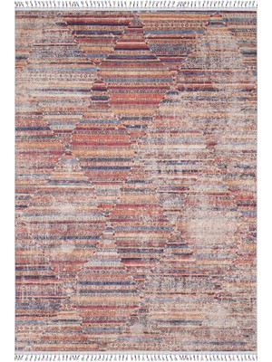 Miasteczko Kırmızı Göbekli Etnik Modern Desenli Makinada Yıkanabilir Hav Toz Vermez Leke Tutmayan Kaymaz Taban Dijital Makine Baskı Salon Yolluk Mutfak Halı