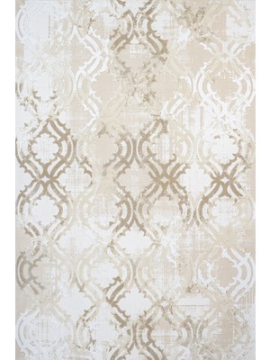 Hali.Net 80x250 cm Krem Royal Pamuk Yıkanabilir Etnik Halı | Yolluk Koridor Mutfak Halısı | Leke Tutmaz Hipoalerjenik Çabuk Kuru | CREA_ROYAL-14559