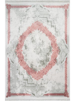 Absalom Klasik Pembe Pamuk Dikdörtgen Modern Desenli Akrilik Hav Vermeyen Leke Tutmayan Kolay Temizlenen Yumuşak Makine Salon Yolluk Mutfak Halı