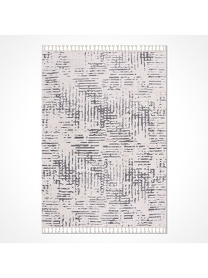 Gri Modern Etnik Desenli Hav Vermeyen Leke Tutmayan Kolay Temizlenen Yumuşak Makine Salon Yolluk Mutfak Halı