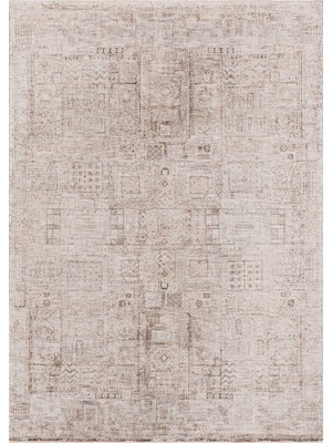 Kashvi Eskitme Bej Polyester Dikdörtgen Modern Desenli Akrilik Hav Vermeyen Leke Tutmayan Kolay Temizlenen Yumuşak Makine Salon Yolluk Mutfak Halı