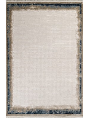 Damoh Çerçeveli Krem Akrilik Dikdörtgen Modern Desenli Akrilik Hav Vermeyen Leke Tutmayan Kolay Temizlenen Yumuşak Makine Salon Yolluk Mutfak Halı