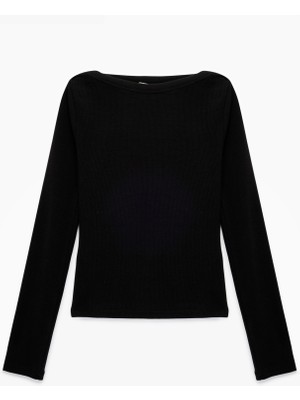 Pamuklu Uzun Kollu Bisiklet Yaka Slim Fit Tişört