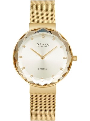 Obaku Denmark V300LXGGMG Quartz Çelik Hasır Altın Rengi Safir Cam 32 mm Kadın Kol Saati