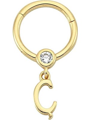 Taşlı Ç Harfi Sallantılı Helix Piercing
