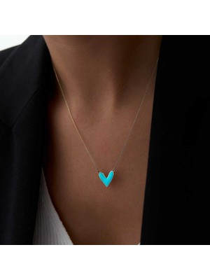 Turkuaz Kalp Kolye