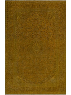 Hali.Net 282x431 cm Bej Hardal Sarısı Çiçekli Vintage Klasik Klasik Halı | Salon Yatak Odası Halısı | Hav Vermez | UNİQUE-24589