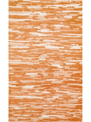 Hali.Net 80x150 cm Turuncu Geometrik Modern Soyut Halı | Salon Mutfak Halısı | Hav Vermez Leke Tutmaz | 01-TERRA
