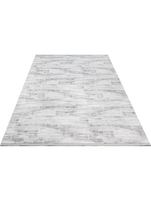 Greta Modern Gri Polyester Kare Modern Desenli Akrilik Hav Vermeyen Leke Tutmayan Kolay Temizlenen Yumuşak Makine Salon Yolluk Mutfak Halı