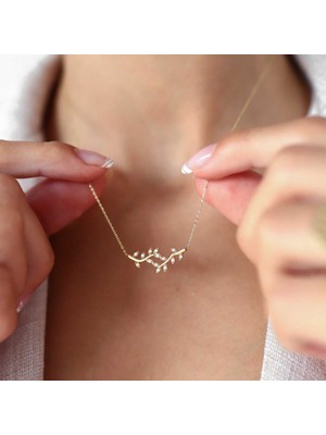 Taşlı Zeytin Dalı Kolye