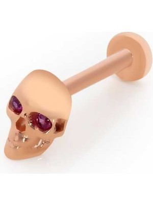 Kuru Kafa Kırmızı Taş Detaylı Tragus Piercing