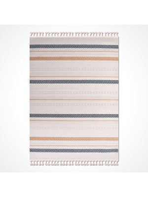 Bespoky 80x150 cm Krem Liza Modern Etnik Yıkanabilir Halı | Mutfak Balkon Yatak Odası Halısı | Leke Tutmayan Kaymaz | LİZA-18504