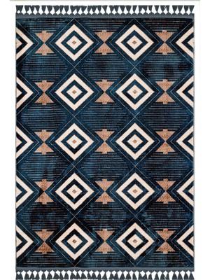 Hali.Net 80x250 cm Lacivert Baklava Bohem Geometrik Halı | Mutfak Yolluk Halısı | Hav Vermez Leke Tutmaz | MHV-3845