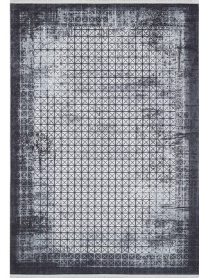 Hali.Net 80x150 cm Siyah Dijital Baskı Etnik Patchwork Halı | Mutfak Balkon Salon Halısı | Hav Vermez Hipoalerjenik | HALN-HLN1870
