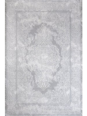 Bespoky 80x150 cm Gri Açık Gri Klasik Modern Klasik Çiçekli Yıkanabilir Halı | Yatak Odası Mutfak Halısı | Leke Tutmayan, Kaymaz | ARTEMİS_VANESSA-6150A