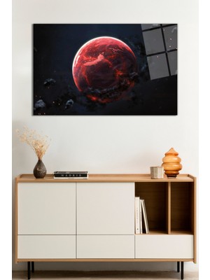 Uzaydan Kırmızı Gezegen Manzarası Cam Tablo, Darbelere Dayanıklı Kırılmaz Cam, Hediyelik