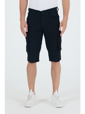 Erkek Kargo Cepli Diz Altı Uzun Şort Renk Bermuda Kapri