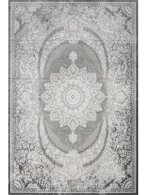 Hali.Net 80x150 cm Gri Esiliva Pamuk Yıkanabilir Etnik Halı | Mutfak Balkon Salon Halısı | Leke Tutmaz Hipoalerjenik | GM_ESİLİVA-11432G