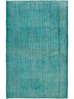 Hali.Net 162x255 cm Bej Turkuaz Soyut Vintage Eskitme Halı | Salon Yatak Odası Halısı | Hav Vermez | UNİQUE-22826