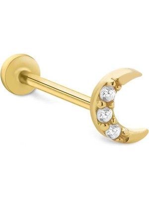 Üç Taşlı Ay Tragus Piercing