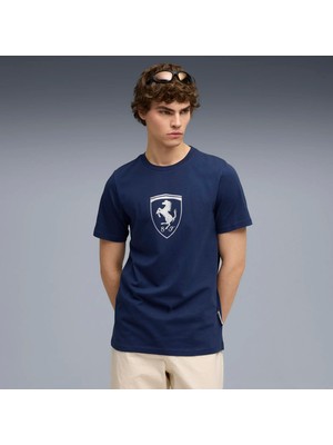 Puma Erkek Mavi Puma Ferrari Tonal Shield Tee Mavi Erkek T-Shirt