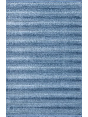 Mistflower Çizgili Mavi Pamuk Kare Modern Desenli Akrilik Hav Vermeyen Leke Tutmayan Kolay Temizlenen Yumuşak Makine Salon Yolluk Mutfak Halı