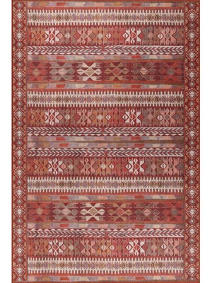 Hali.Net 150x230 cm Kırmızı Dikdörtgen Klasik Etnik Çerçeveli Halı | Salon Yatak Odası Halısı | Hav Vermez Leke Tutmaz | BA43-DİKDÖRTGEN