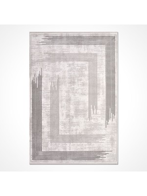 Bespoky 80x150 cm Gri Galyon Modern Etnik Yıkanabilir Halı | Mutfak Balkon Yatak Odası Halısı | Leke Tutmayan Kaymaz | GALYON-16108
