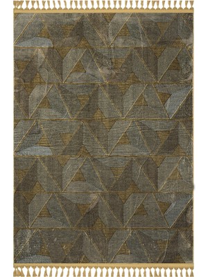 Bespoky 80x150 cm Kahverengi Modern Zen Yıkanabilir Halı | Mutfak Balkon Yatak Odası Halısı | Leke Tutmayan Kaymaz | Z-4095