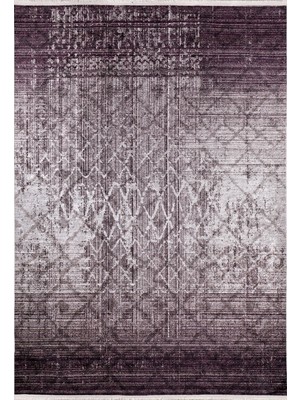 Bespoky 80x150 cm Kahverengi Bordo Soyut Modern Eskitme desen Yıkanabilir Halı | Yatak Odası Mutfak Halısı | Leke Tutmayan, Kaymaz | HALN-HLN1109