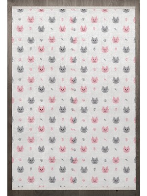 Bespoky 80x150 cm Gri Yıkanabilir Halı | Yatak Odası Mutfak Halısı | Leke Tutmayan, Kaymaz | F_CHİLD-1053