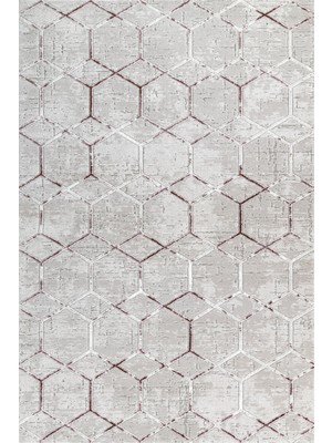 Bespoky 80x150 cm Gri Açık Gri Geometrik Modern Petek Yıkanabilir Halı | Yatak Odası Mutfak Halısı | Leke Tutmayan, Kaymaz | KRM_SOFT-760
