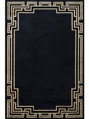 Bespoky 80x150 cm Siyah Artemis Modern Klasik Yıkanabilir Halı | Mutfak Balkon Yatak Odası Halısı | Leke Tutmayan Kaymaz | ARTEMİS_CORFU-6351B