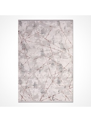 Milani Gri Geometrik Etnik Modern Desenli Akrilik Hav Vermeyen Leke Tutmayan Kolay Temizlenen Yumuşak Makine Salon Yolluk Mutfak Halı