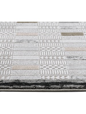 Hali.Net 120x400 cm Krem Stone İskandinav Modern Halı | Geniş Salon Yatak Odası Halısı | Hav Vermez Leke Tutmaz | STONE-17192K