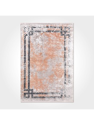 Bespoky 80x150 cm Turuncu Printed Modern Yıkanabilir Halı | Mutfak Balkon Yatak Odası Halısı | Leke Tutmayan Kaymaz