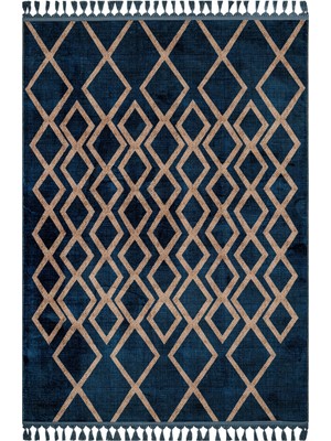 Bespoky 80x150 cm Lacivert Modern Zen Yıkanabilir Halı | Mutfak Balkon Yatak Odası Halısı | Leke Tutmayan Kaymaz | Z-4074