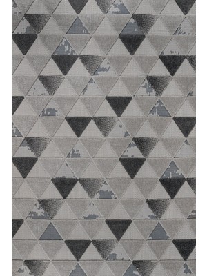 Gri Geometrik Etnik Modern Desenli Pamuk Makinada Yıkanabilir Hav Toz Vermez Leke Tutmayan Kaymaz Taban Dijital Makine Baskı Salon Yolluk Mutfak Halı