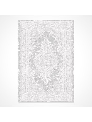 Linan Klasik Gri Viskon Dikdörtgen Modern Desenli Akrilik Hav Vermeyen Leke Tutmayan Kolay Temizlenen Yumuşak Makine Salon Yolluk Mutfak Halı