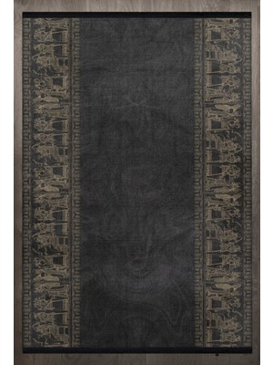 Hali.Net 140x200 cm Antrasit Antique Pamuk Yıkanabilir Modern Halı | Yatak Odası Çocuk Odası Salon Halısı | Leke Tutmaz Hipoalerjenik | F_ANTİQUE-2016