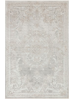 Prabodha Klasik Krem Viskon Dikdörtgen Modern Desenli Akrilik Hav Vermeyen Leke Tutmayan Kolay Temizlenen Yumuşak Makine Salon Yolluk Mutfak Halı