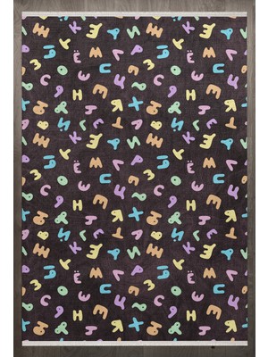  Figürlü Pembe Pamuk Kare Modern Desenli Pamuk Makinada Yıkanabilir Hav Toz Vermez Leke Tutmayan Kaymaz Taban Dijital Makine Baskı Salon Yolluk Mutfak Halı