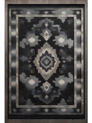 Bespoky 80x150 cm Antrasit Malaysian Modern Yıkanabilir Halı | Mutfak Balkon Yatak Odası Halısı | Leke Tutmayan Kaymaz | F_MALAYSİAN-5008