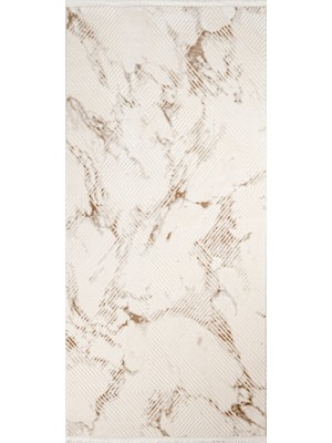 Melaniya Modern Krem Akrilik Kare Modern Desenli Akrilik Hav Vermeyen Leke Tutmayan Kolay Temizlenen Yumuşak Makine Salon Yolluk Mutfak Halı