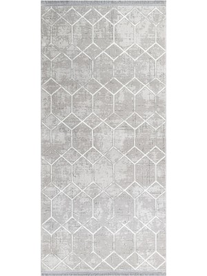 Bespoky 80x150 cm Gri Soft Modern Lüks Yıkanabilir Halı | Mutfak Balkon Yatak Odası Halısı | Leke Tutmayan Kaymaz | SOFT-1804