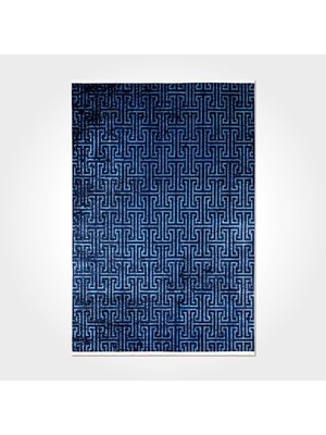 Bespoky 80x150 cm Mavi Printed Modern Yıkanabilir Halı | Mutfak Balkon Yatak Odası Halısı | Leke Tutmayan Kaymaz