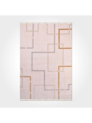 Nadia Geometrik Krem Akrilik Dikdörtgen Modern Desenli Akrilik Hav Vermeyen Leke Tutmayan Kolay Temizlenen Yumuşak Makine Salon Yolluk Mutfak Halı