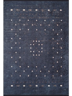 Bespoky 80x150 cm Siyah Modern Etnik Yıkanabilir Halı | Mutfak Balkon Yatak Odası Halısı | Leke Tutmayan Kaymaz | HALN-HLN1991